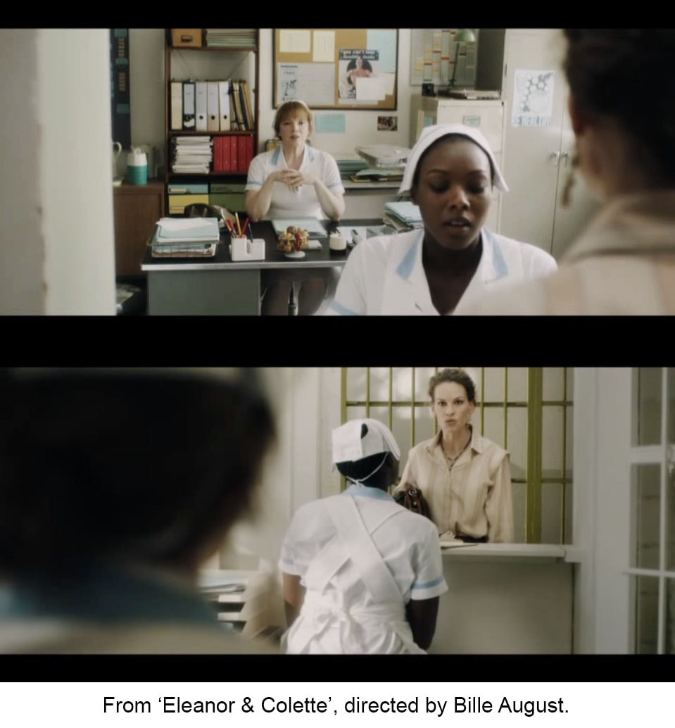 From ‘Eleanor & Colette’, directed by Bille August. Kathleen Renish in a scene with Hilary Swank.