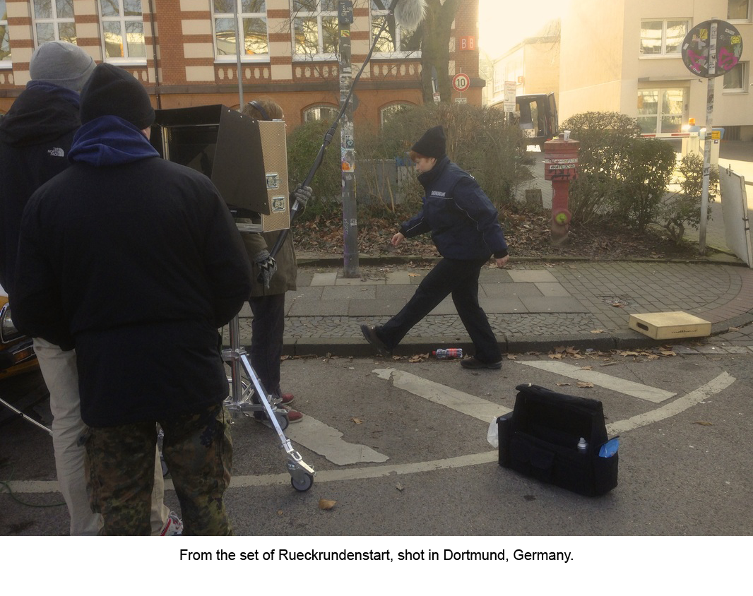 From the set of Rueckrundenstart, shot in Dortmund, Germany. With Jesse Arnold.